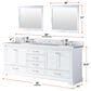 Lexora Home Dukes 80" Double Bathroom Vanity in White with 2 cm White Carrara Marble Top and Rectangular Sinks, , large