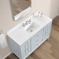 37B Kinsale 48" Single Bathroom Vanity Cabinet in Soft Blue with White Composite Stone Top and Backsplash, , large