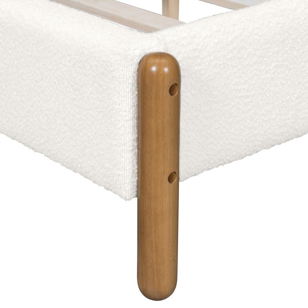 Hearth and Haven King Upholstered Platform Bed in White, , large