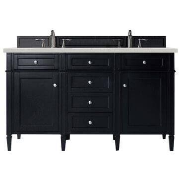 James Martin Vanities Brittany 60" Double Bathroom Vanity in Black Onyx with 3 cm Lime Delight Quartz Top and Rectangular Sinks, , large