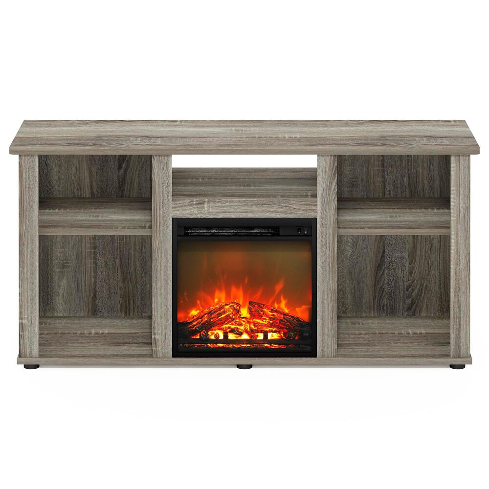HOMLUX 47" Rectangular TV Stand with Electric Fireplace in French Oak Grey, , large