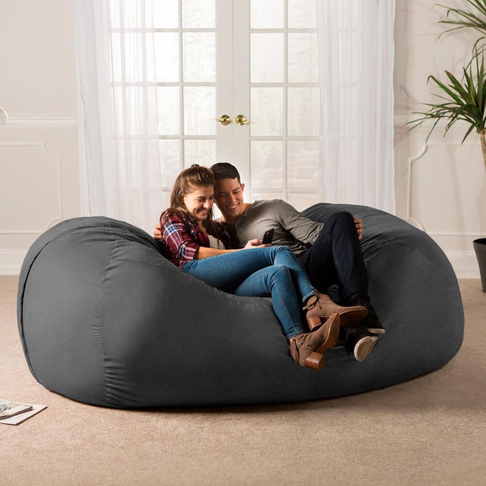 Jaxx 7&#39; Giant Bean Bag Sofa in Charcoal, , large