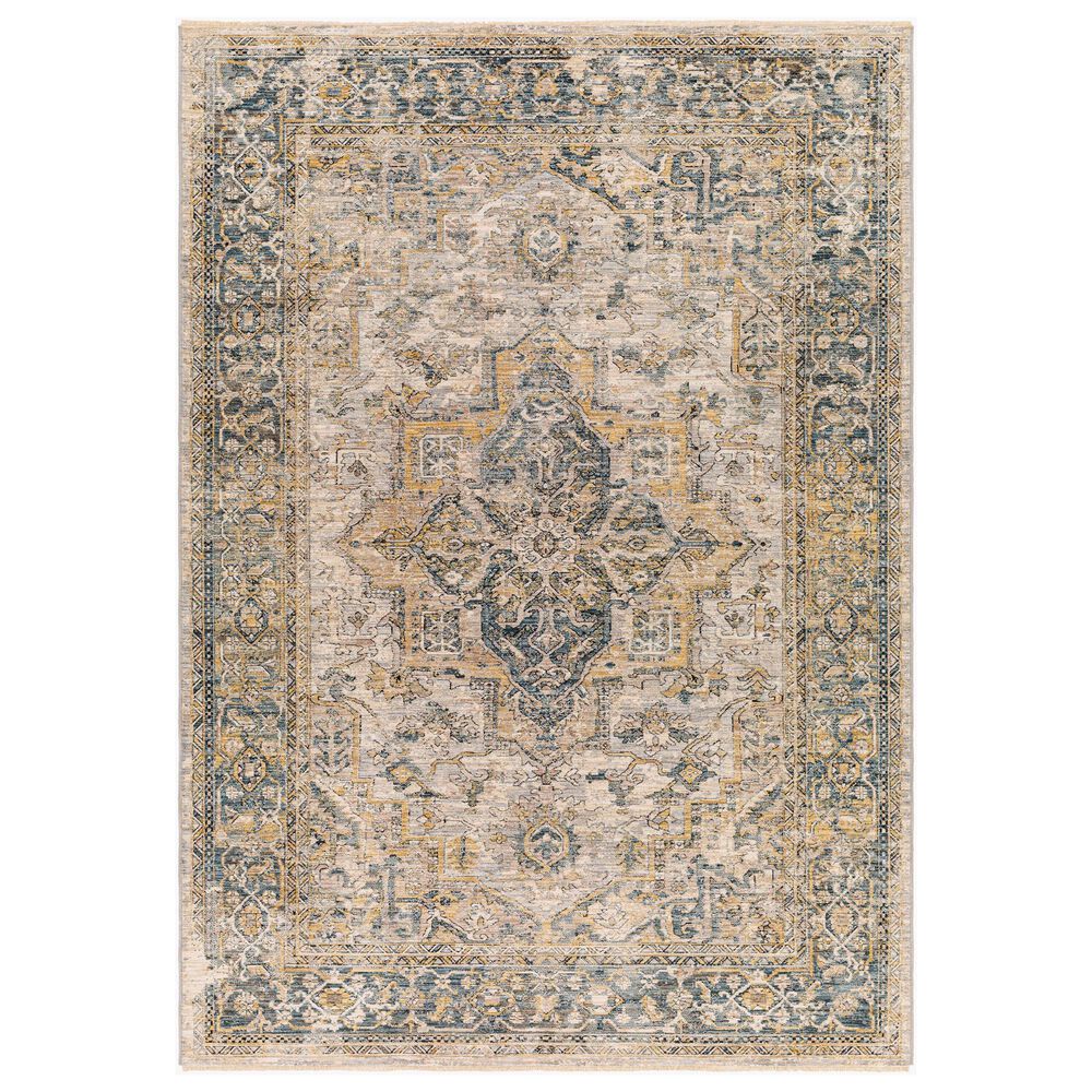 Surya Aspendos APS-2321 5" x 7"5" Teal, Mustard, Black, Medium Gray, Charcoal and Light Beige Area Rug, , large