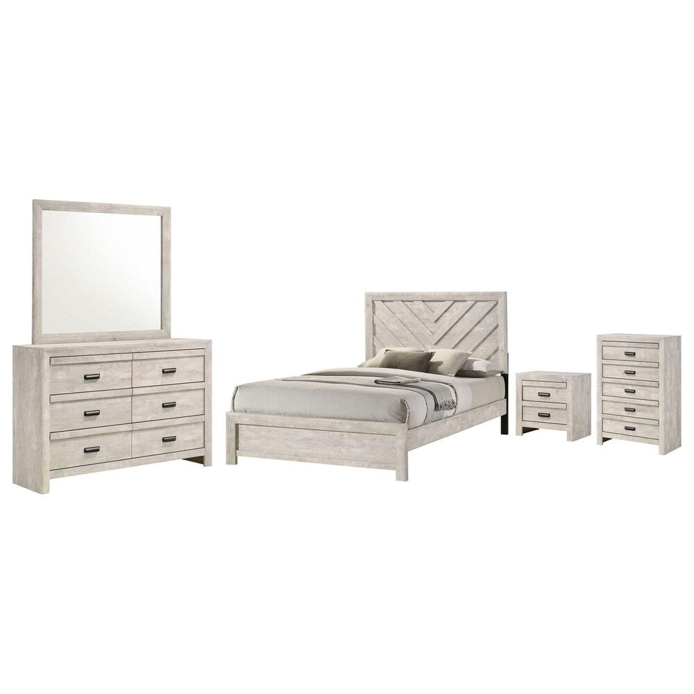 Crown Mark Valor 5-Piece Full Bedroom Set in Light Gray, , large