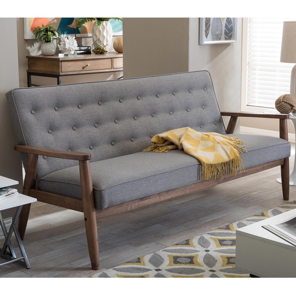 Baxton Studio Sorrento Stationary Sofa in Grey, , large