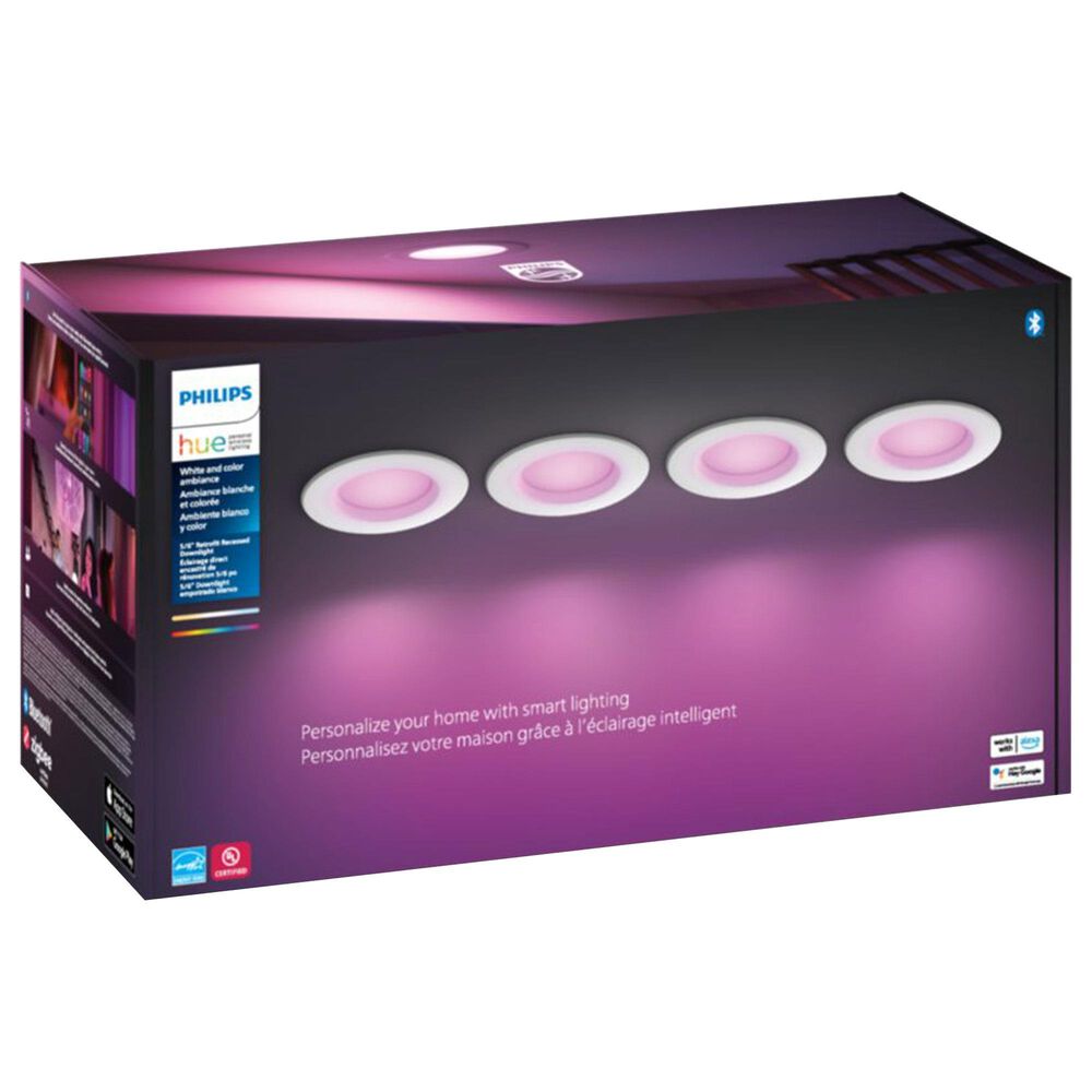 Philips Hue 5/6&quot; Ambiance Recessed Downlight in White &#40;Set of 4&#41;, , large