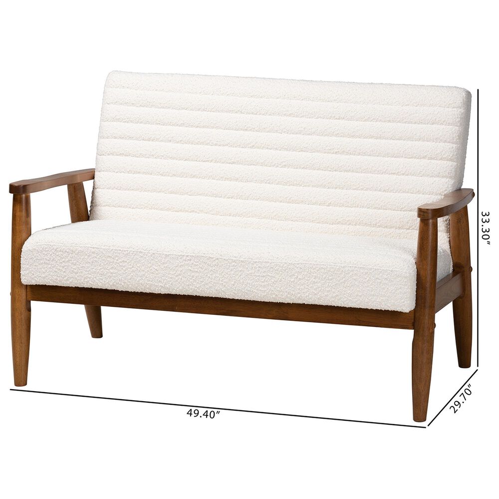 Baxton Studio Stratton Stationary Loveseat in Cream, , large