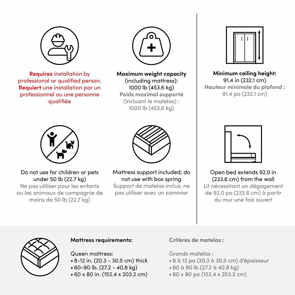 Bestar Edge Queen Wall bed in White Nebraska Furniture Mart