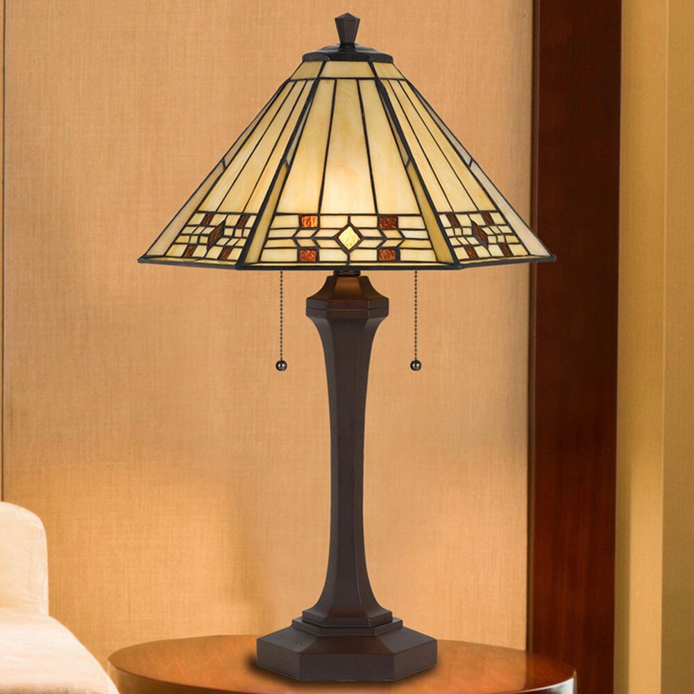 Cal Lighting 26" Tiffany Table Lamp in Matt Black, , large