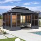 HOMLUX 12" x 16" Outdoor Sunroom Gazebo with Aluminum Frame, Galvanized Steel Roof in Grey, , large