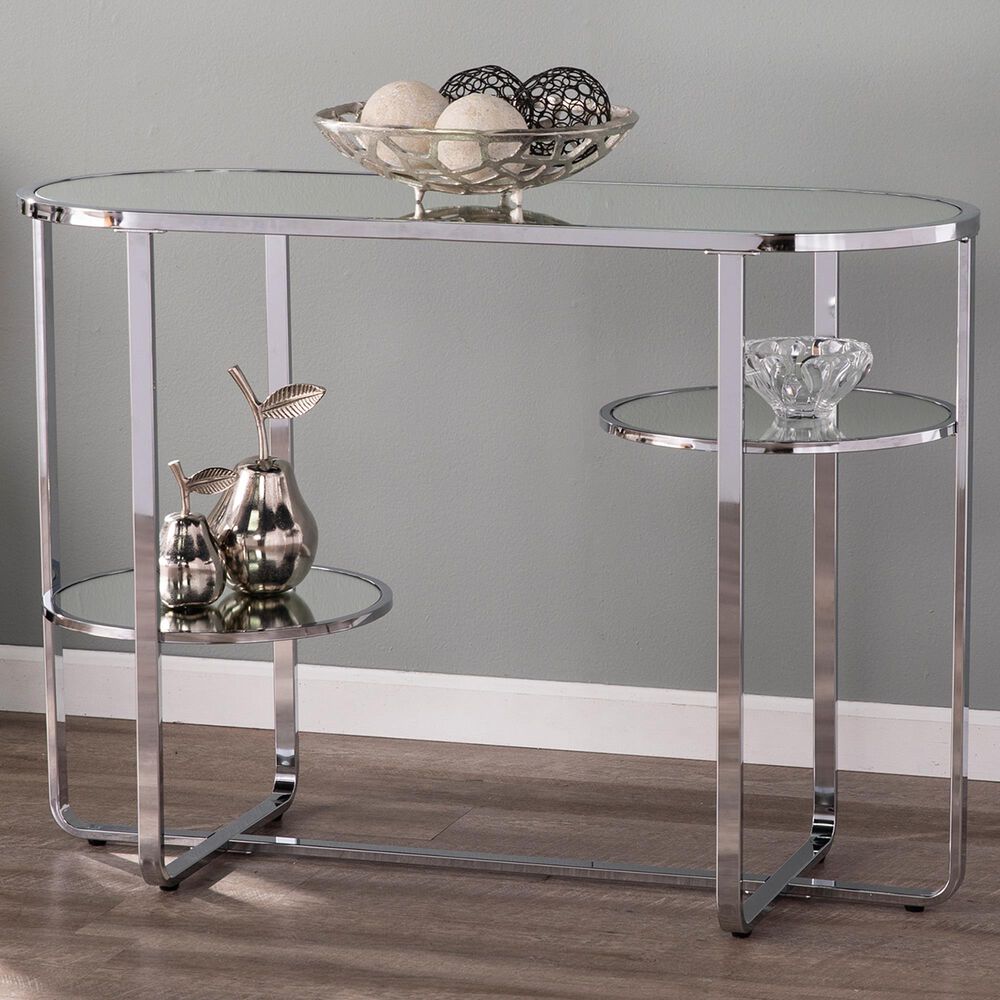 Southern Enterprises Maxina Storage Console Table in Chrome, , large