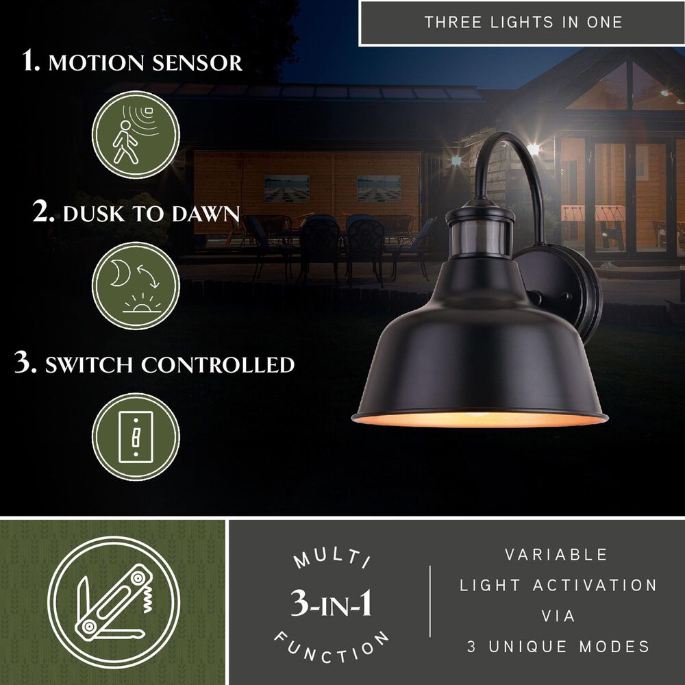 Vaxcel Cody 1-Light Outdoor Motion Sensor Wall Sconce in Dark Bronze and Light Gold, , large