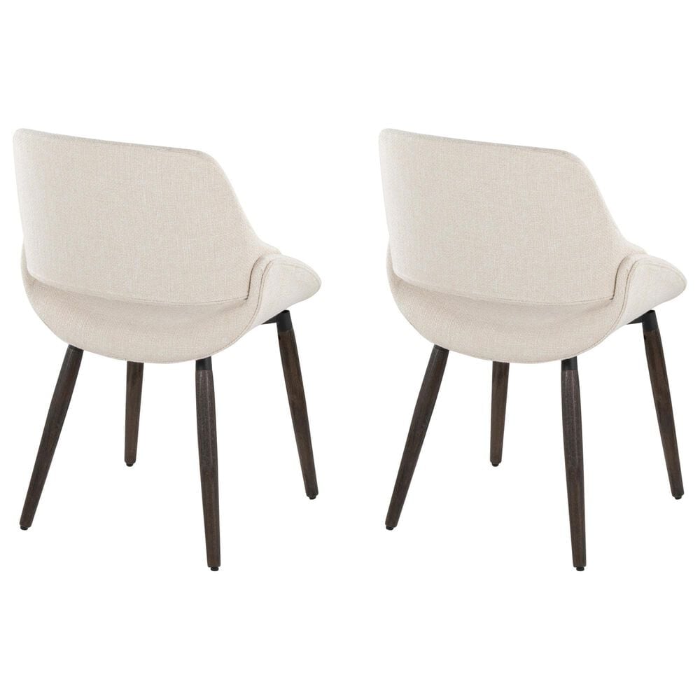 LumiSource Fabrico Side Chair with Cream Fabric Cushion in Dark Walnut (Set of 2), , large