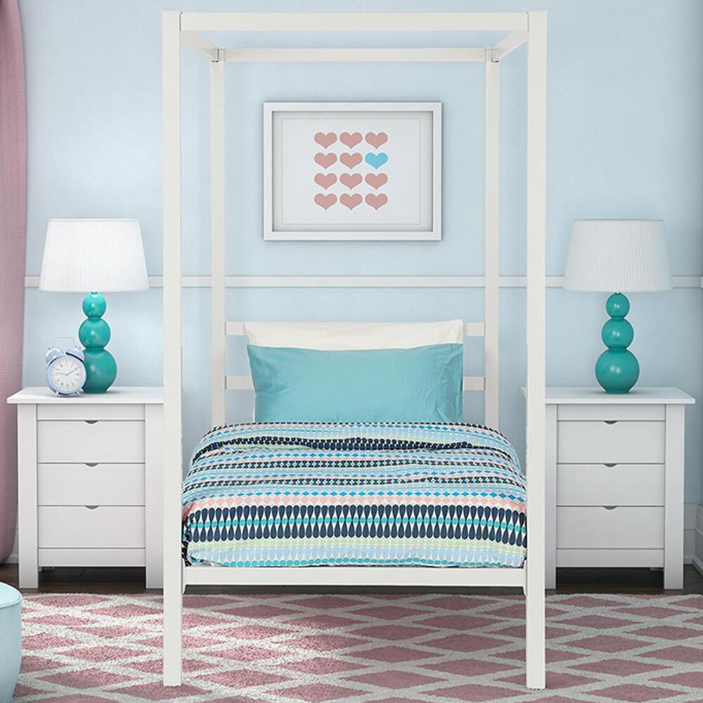 DHP Rory Twin Canopy Bed in White, , large