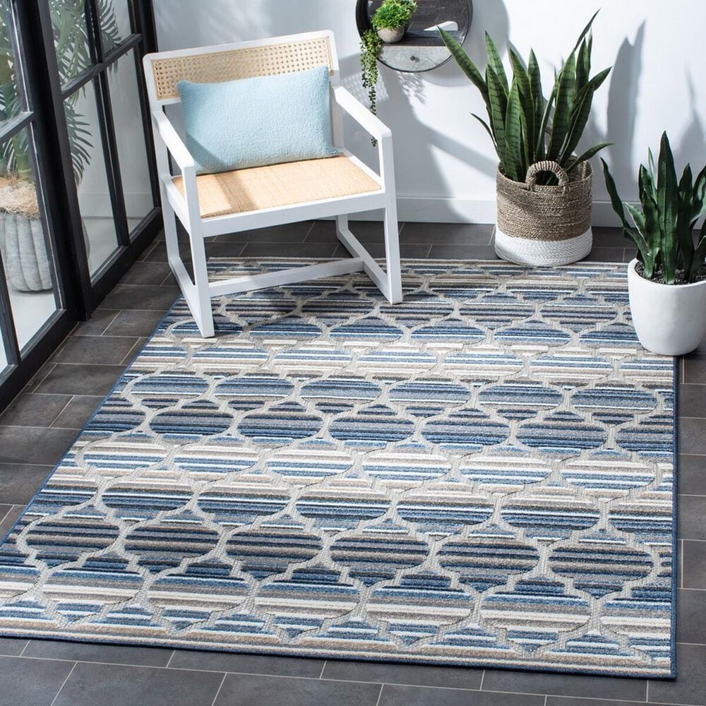 Safavieh Cabana CBN333M 5&#39;3&quot; x 7&#39;7&quot; Blue and Grey Indoor/Outdoor Area Performance Rug, , large