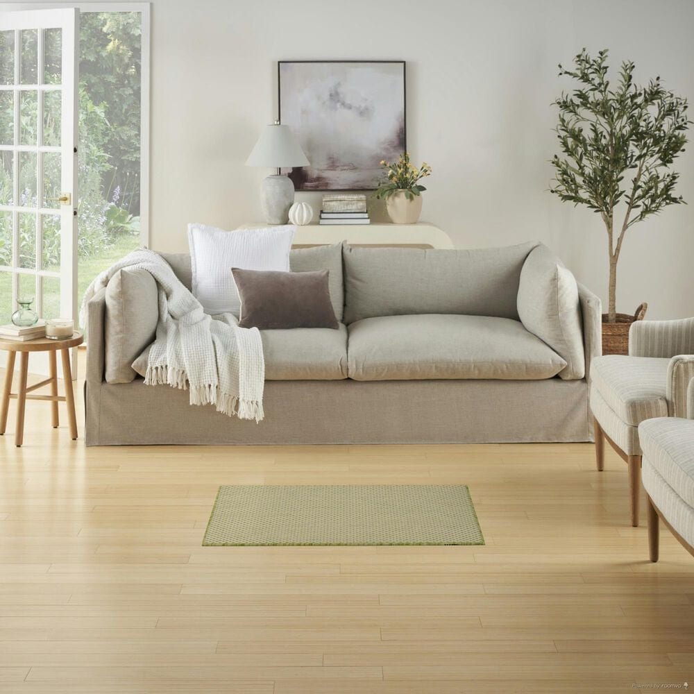 Nourison Courtyard Ivory and Green 2&#39; x 3&#39; Indoor/Outdoor Area Rug, , large