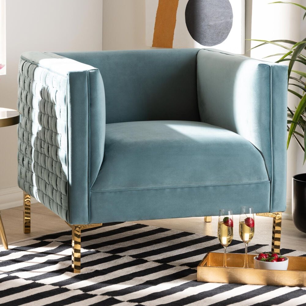 Baxton Studio Seraphin Arm Chair in Light Blue, , large