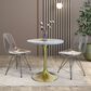 Leisuremod LeisureMod Verve Collection 27 Round Dining Table, Brushed Gold Base with Laminated White Marbleized Top, , large