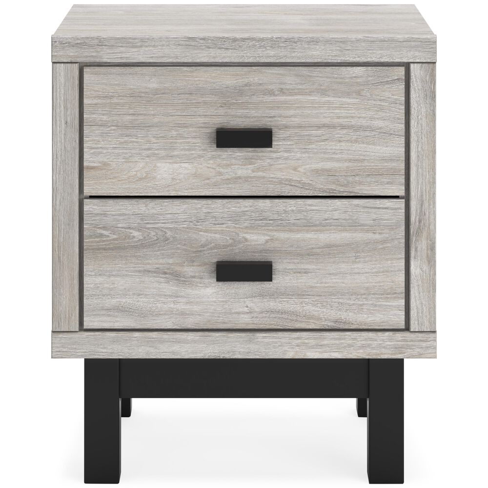 Ashley Vessalli 2-Drawer Nightstand in Light Gray and Matte Black, , large