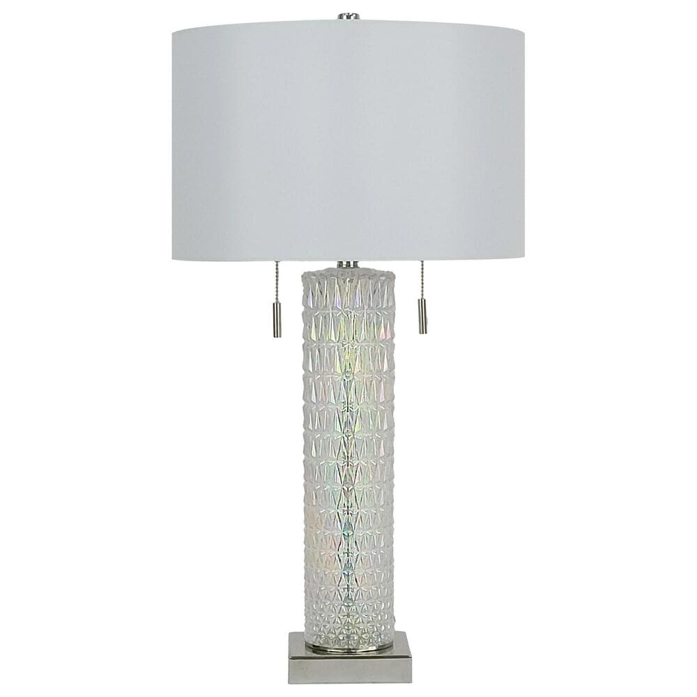 Classy Art Wholesalers Radiant Glow Iridescent Glass and Metal Table Lamp in Polished Nickel, , large