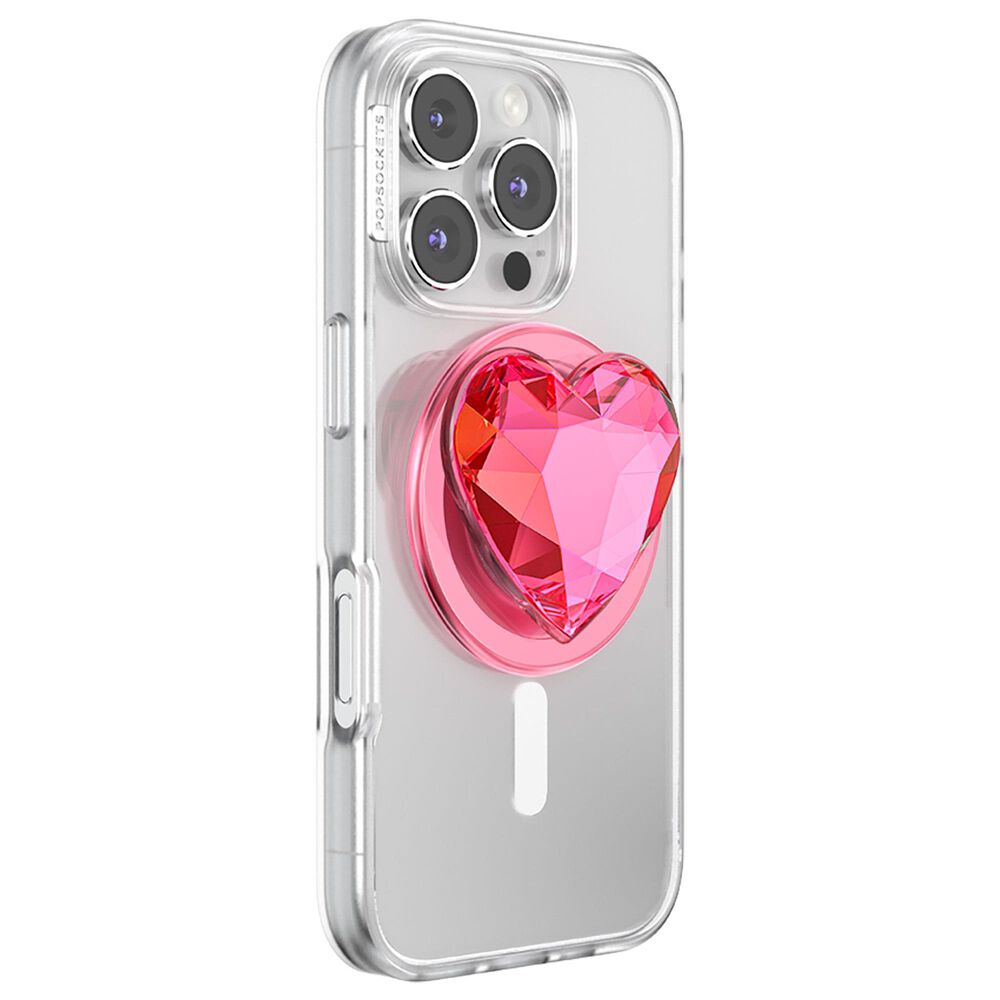 PopSockets MagSafe Circle PopGrip in Crystal Heart Neon Pink, , large