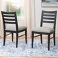 Linon Home Decor Flynn Side Chair with Blue and Beige Fabric Cushion in Black (Set of 2), , large