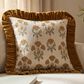 Creative Coop Cozy 18" Square Floral Throw Pillow with Mustard Velvet Ruffle in Multicolor, , large