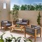 Hearth and Haven Laurel 4-Piece Outdoor Chat Set with Teak Coffee Table in Dark Gray, , large