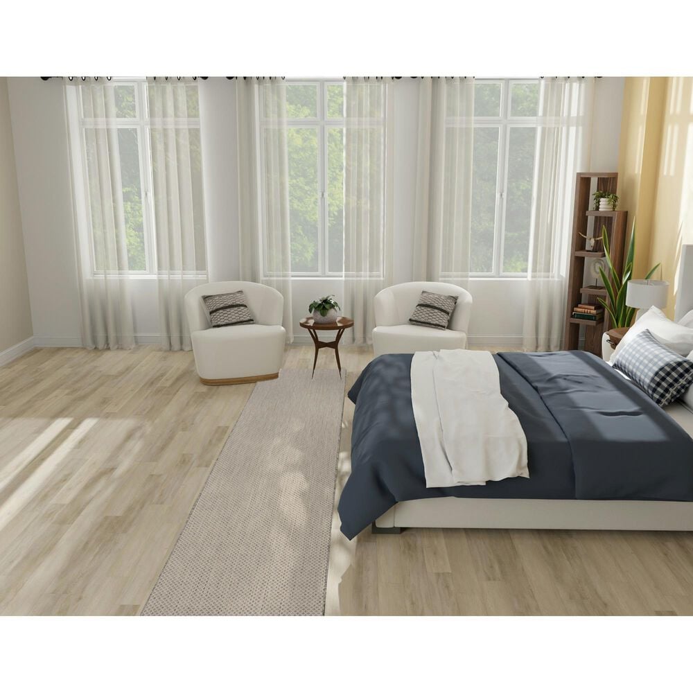 Nourison Courtyard Ivory and Silver 2&#39;2&quot; x 12&#39; Indoor/Outdoor Runner, , large