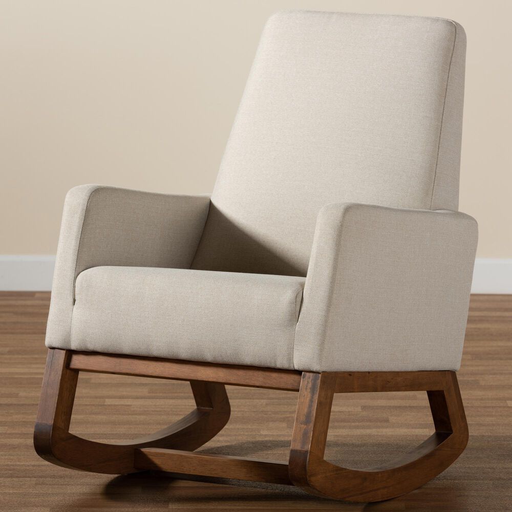 Baxton Studio Yashiya Rocking Chair in Light Beige, , large