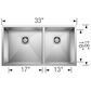 Blanco Precision 33" R10 1-3/4 Double Bowl Kitchen Sink in Satin Polished, , large
