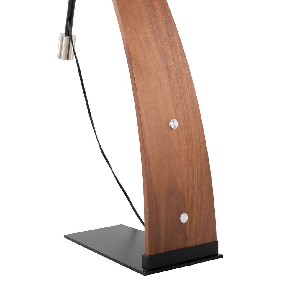 Lumisource Robyn Floor Lamp with White Shade in Walnut and Black, , large