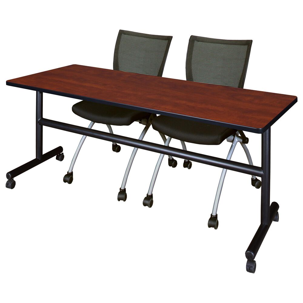 Regency Global Sourcing Kobe 3-Piece Mobile Training Table Set in Mahogany/ Black, , large