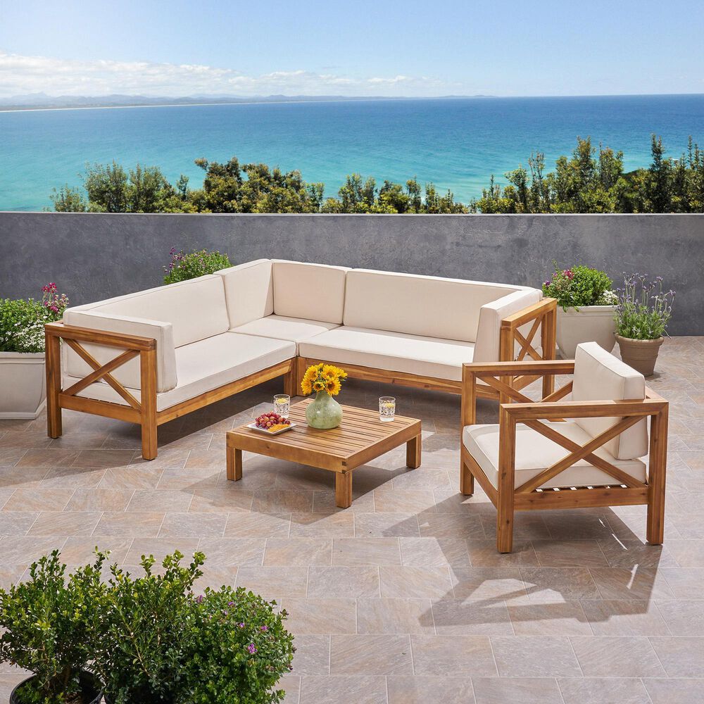 Noble House Brava 5-Piece Conversation Set in Beige, , large