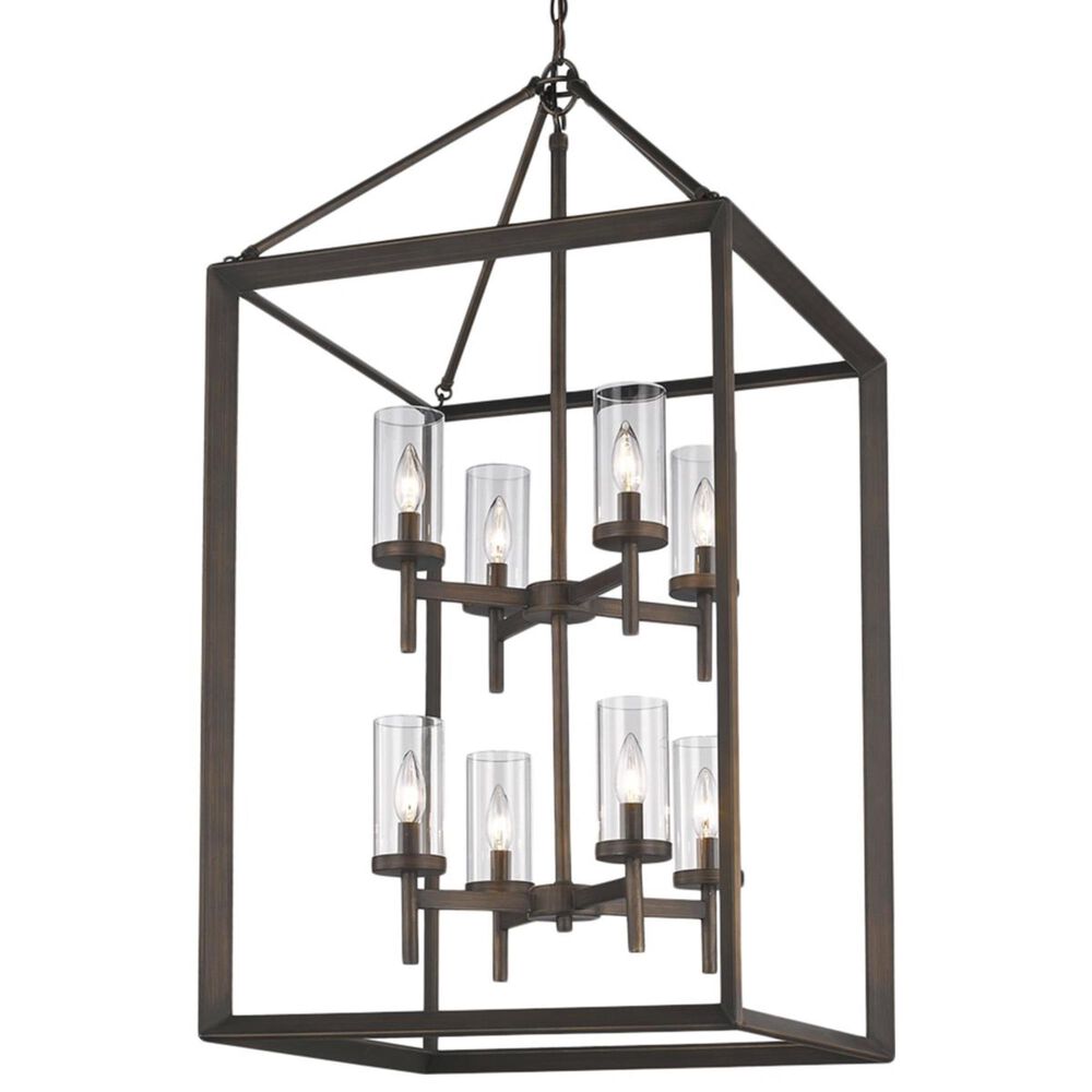 Golden Lighting Smyth 8-Light Pendant in Gunmetal Bronze with Clear Glass, , large