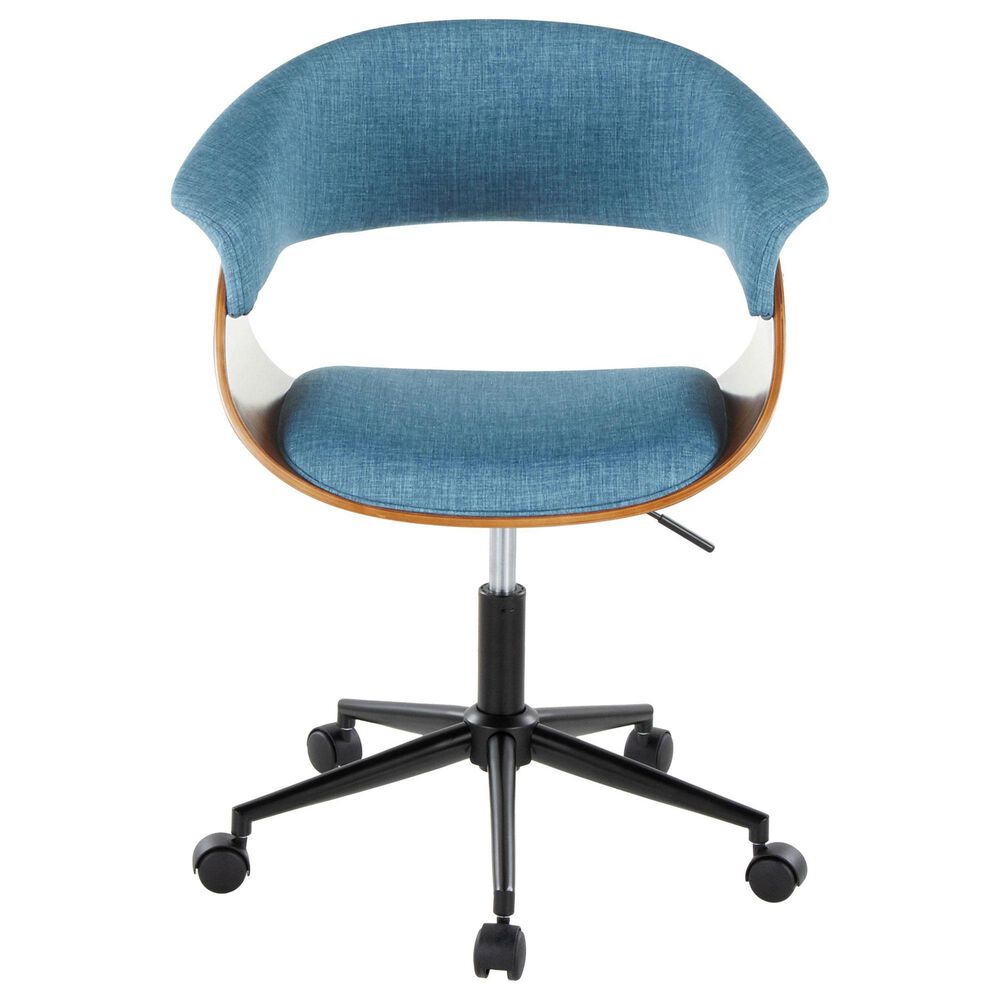 Lumisource Vintage Mod Office Chair with Blue Cushion in Walnut and Black, , large