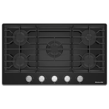 KitchenAid 36" 5-Burner Gas Cooktop in Black, , large