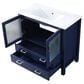 Lexora Home Volez 36" Single Bathroom Vanity in Navy Blue with 2 cm White Ceramic Top and Rectangular Sink, , large