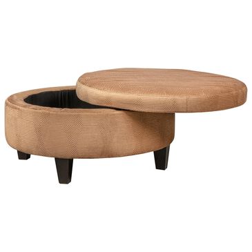 Jonathan Louis Orion Round Storage Ottoman in Maya Caramel, , large