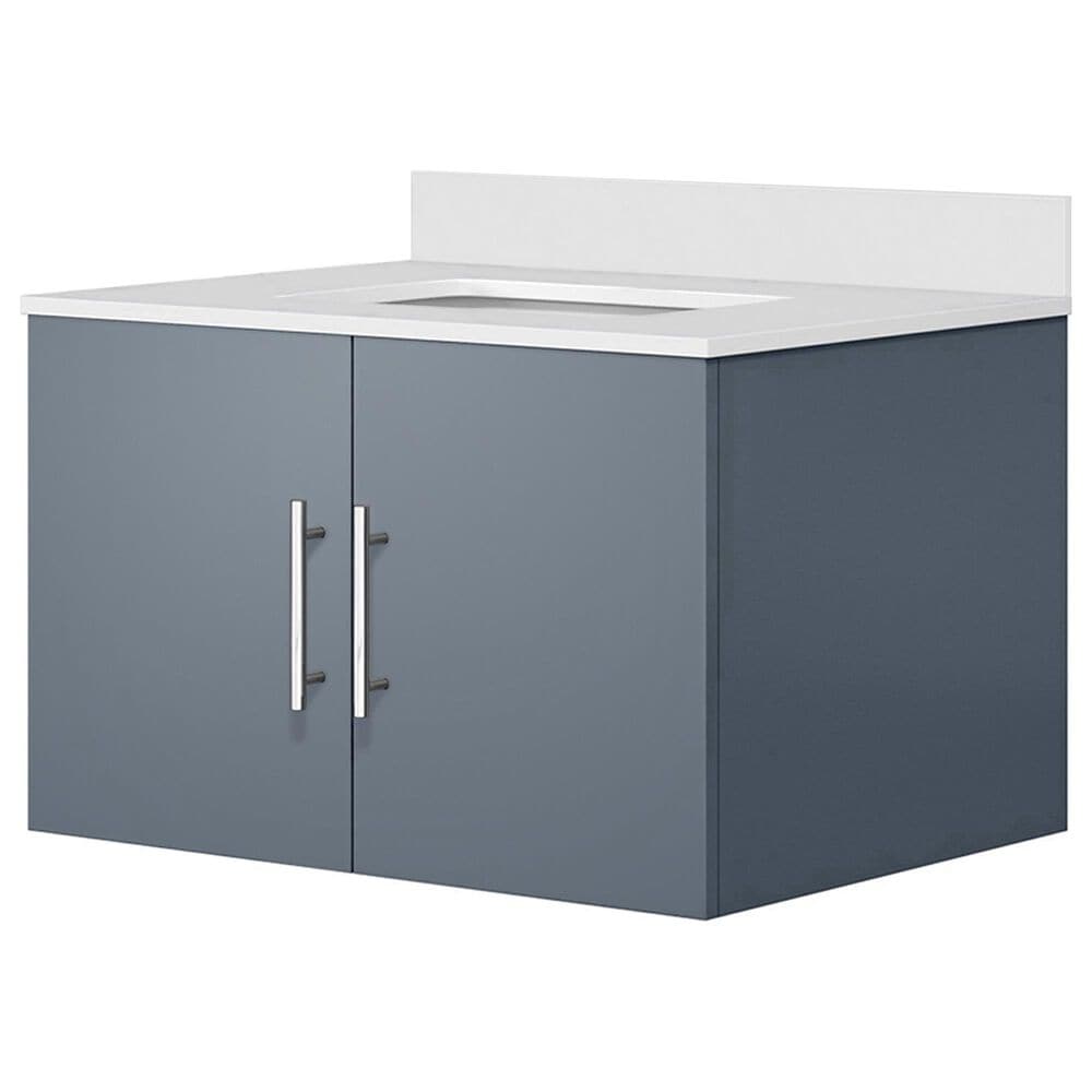Lexora Home Geneva 30" Single Bathroom Vanity in Dark Grey with 2 cm White Quartz Top and Rectangular Sink, , large