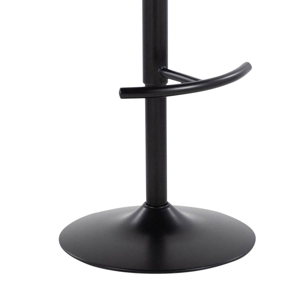 LumiSource Toriano Swivel Adjustable Bar Stool with Grey Fabric Upholstery in Black (Set of 2), , large