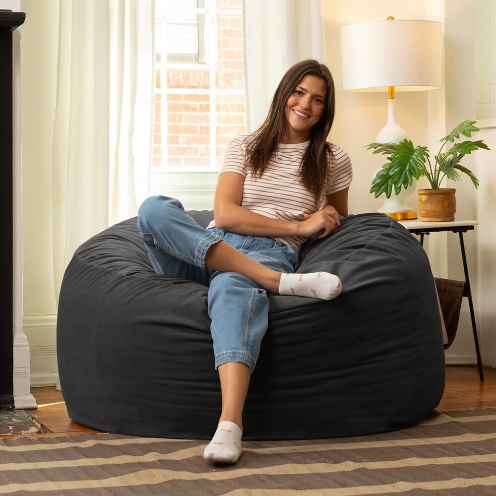 Jaxx Saxx 4&#39; Large Round Bean Bag Chair in Black, , large