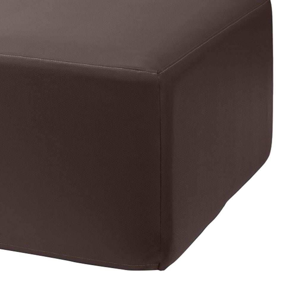 Jaxx Fairlie Faux Leather Ottoman in Chocolate, , large