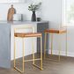 LumiSource Fuji 26" Stacker Counter Stool with Camel Upholstery in Gold (Set of 2), , large