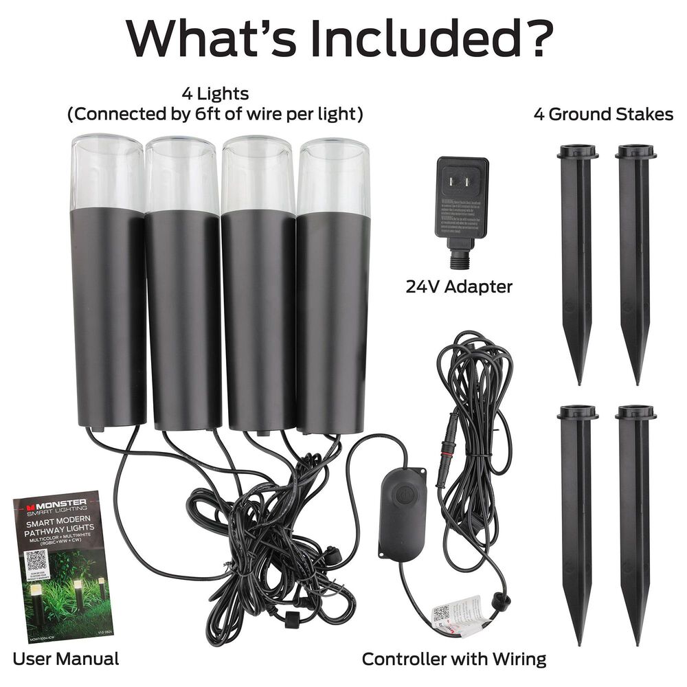 Monster Illuminessence 4-Piece Pathway Light in Multicolor, , large