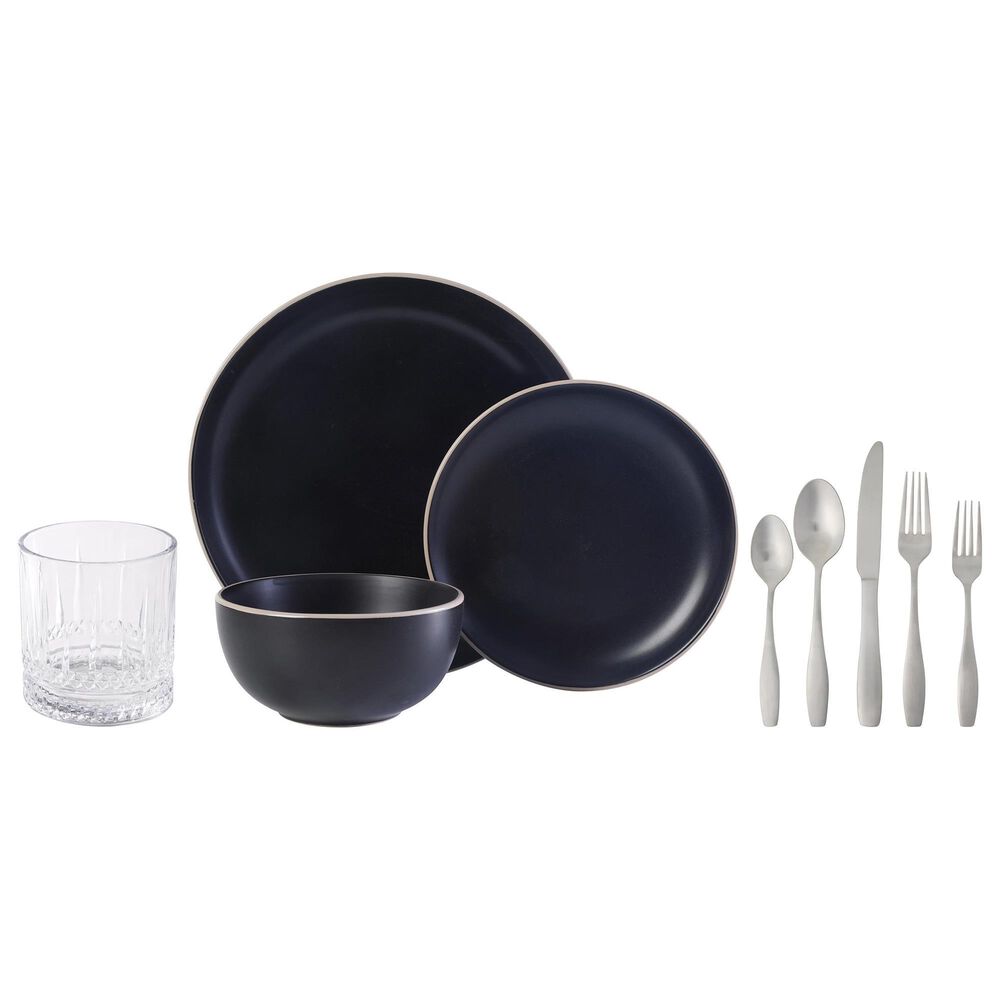 Gibson Overseas, Inc 36-Piece Dinnerware Set in Matte Black and Polished Silver, , large