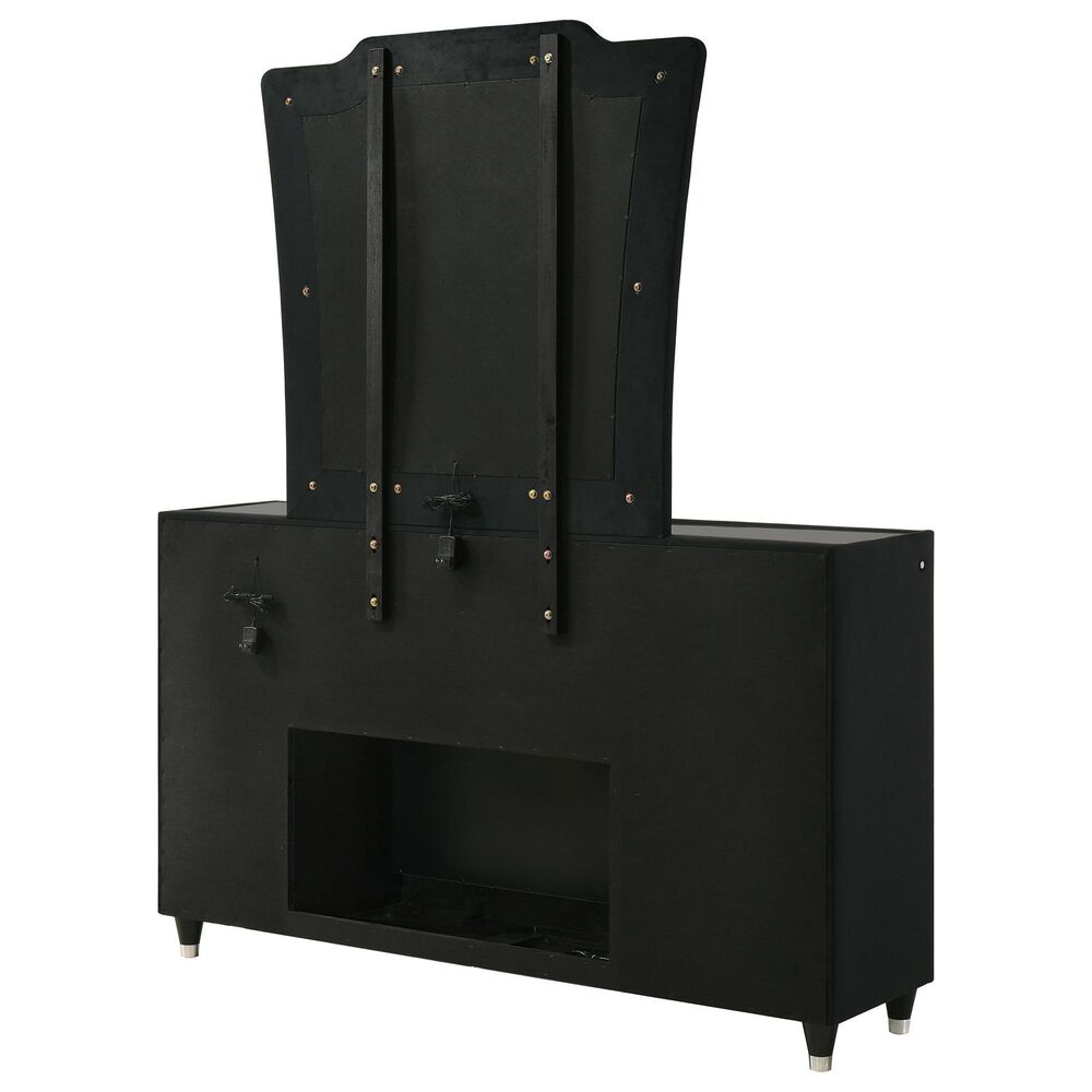 Pacific Landing Lorient Flame Box Dresser and Mirror in Black, , large
