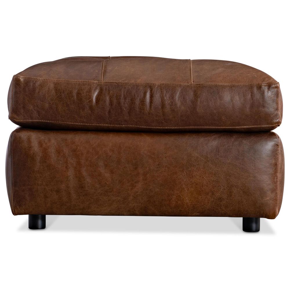 Bernhardt Nest Leather Ottoman in Brown, , large