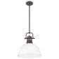 Golden Lighting Duncan 1-Light Pendant with Rod and Matte White Shade in Rubbed Bronze, , large