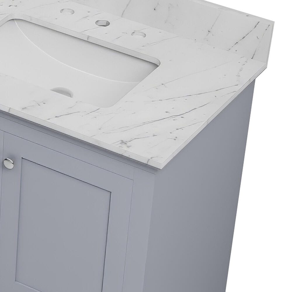 Lexora Home Dukes 80&quot; Double Bathroom Vanity in Dark grey with 2 cm White Carrara Marble Top and Rectangular Sinks, , large